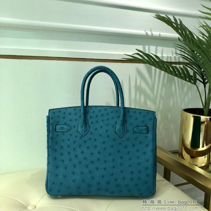 HERMES愛馬仕 鉑金包 Birkin 30 南非原產KK級鴕鳥皮 頂級工藝 手縫蠟線 時尚手提肩背包  Ama1411